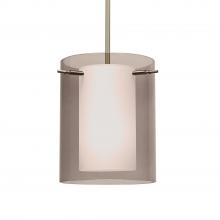 Besa Lighting 1TT-S00607-SN-L - Besa Stem Pendant Pahu 8 Satin Nickel Transparent Smoke/Opal 1x100W Medium Base, 15Ft. Cord