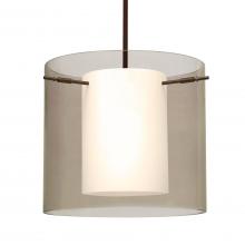Besa Lighting 1TT-S18407-BR-L - Besa Stem Pendant Pahu 12 Bronze Transparent Smoke 1x100W Medium Base, 15Ft. Cord