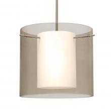 Besa Lighting 1TT-S18407-SN-L - Besa Stem Pendant Pahu 12 Satin Nickel Transparent Smoke 1x100W Medium Base, 15Ft. Cord
