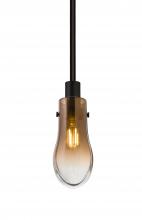 Besa Lighting 1TT-WISHAM-BK - Besa, Wish Stem Pendant, Amber/Clear, Black Finish, 1x40W E12 Base