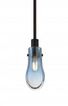 Besa Lighting 1TT-WISHBL-BK - Besa, Wish Stem Pendant, Blue/Clear, Black Finish, 1x40W E12 Base