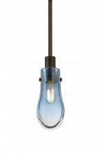 Besa Lighting 1TT-WISHBL-EDIL-BR - Besa, Wish Stem Pendant, Blue/Clear, Bronze Finish, 1x4W LED Filament