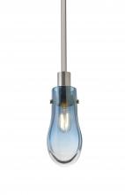 Besa Lighting 1TT-WISHBL-EDIL-SN - Besa, Wish Stem Pendant, Blue/Clear, Satin Nickel Finish, 1x4W LED Filament