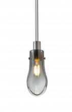 Besa Lighting 1TT-WISHSM-EDIL-SN - Besa, Wish Stem Pendant, Smoke/Clear, Satin Nickel Finish, 1x4W LED Filament
