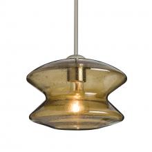Besa Lighting 1TT-ZENLT-SN-L - Besa, Zen Stem Pendant, Latte Bubble, Satin Nickel Finish, 1x60W Medium Base, 15Ft. Cord