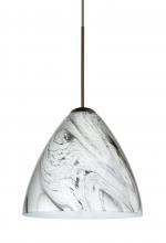 Besa Lighting 1XC-1779MG-LED-BR-L - Besa Pendant Mia Bronze Marble Grigio 1x5W LED, 15Ft. Cord