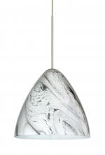 Besa Lighting 1XC-1779MG-SN-L - Besa Pendant Mia Satin Nickel Marble Grigio 1x50W Halogen, 15Ft. Cord