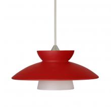 Besa Lighting 1XC-271831-SN-L - Besa Pendant Trilo 7 Satin Nickel Red Matte 1x50W MAX GY6.35 Base, 15Ft. Cord