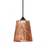 Besa Lighting 1XC-5125CF-BR-L - Besa Pendant Nico 4 Bronze Stone Copper Foil 1xMAX GY6.35 Base, 15Ft. Cord