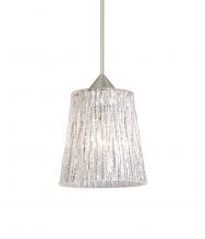 Besa Lighting 1XC-5125GL-SN-L - Besa Pendant Nico 4 Satin Nickel Stone Glitter 1xMAX GY6.35 Base, 15Ft. Cord