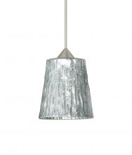 Besa Lighting 1XC-5125SF-LED-SN-L - Besa Pendant Nico 4 Satin Nickel Stone Silver Foil 1x5W LED, 15Ft. Cord