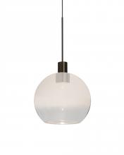 Besa Lighting 1XC-NEWTON6WC-LED-BR - Besa, Newton 6 Cord Pendant, Milky White/Clear, Bronze Finish, 1x3W LED