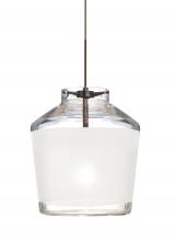 Besa Lighting 1XC-PIC6WH-LED-BR-L - Besa Pendant Pica 6 Bronze White Sand 1x5W LED, 15Ft. Cord