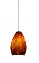 Besa Lighting 1XT-171318-LED-SN-L - Besa Pendant Pera 6 Satin Nickel Amber Cloud 1x5W LED, 15Ft. Cord