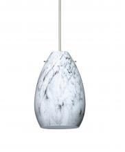 Besa Lighting 1XT-1713MG-LED-SN-L - Besa Pendant Pera 6 Satin Nickel Marble Grigio 1x5W LED, 15Ft. Cord