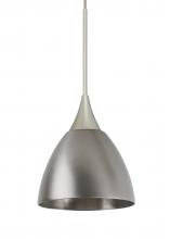 Besa Lighting 1XT-1858MN-LED-SN-L - Besa Divi Pendant, Metal Satin Nickel, Satin Nickel, 1x9W LED, 15Ft. Cord