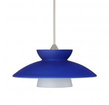 Besa Lighting 1XT-271823-LED-SN-L - Besa Pendant Trilo 7 Satin Nickel Blue Matte 1x5W LED, 15Ft. Cord