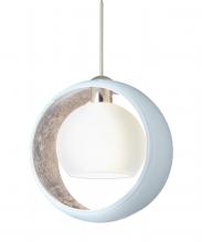 Besa Lighting 1XT-4293SF-SN-L - Besa Pendant Pogo Satin Nickel White/Inner Silver 1x35W Halogen, 15Ft. Cord