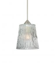 Besa Lighting 1XT-512500-LED-SN-L - Besa Pendant Nico 4 Satin Nickel Clear Stone 1x5W LED, 15Ft. Cord