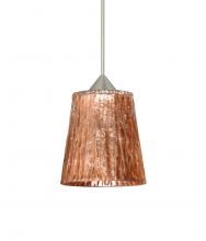 Besa Lighting 1XT-5125CF-SN-L - Besa Pendant Nico 4 Satin Nickel Stone Copper Foil 1x35W Halogen, 15Ft. Cord