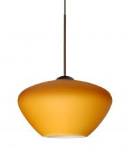 Besa Lighting 1XT-541080-LED-BR-L - Besa Pendant Peri Bronze Amber Matte 1x5W LED, 15Ft. Cord