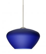 Besa Lighting 1XT-541087-LED-SN-L - Besa Pendant Peri Satin Nickel Blue Matte 1x5W LED, 15Ft. Cord