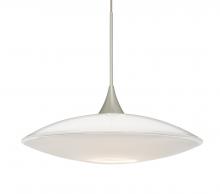 Besa Lighting 1XT-629406-LED-SN-L - Besa Pendant Spazio Satin Nickel Opal Glossy 1x5W LED, 15Ft. Cord