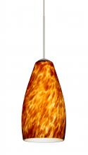 Besa Lighting 1XT-719818-LED-SN-L - Besa Pendant Karli Satin Nickel Amber Cloud 1x5W LED, 15Ft. Cord