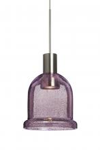 Besa Lighting 1XT-KIBAPL-LED-SN-L - Besa, Kiba Cord Pendant, Plum Bubble, Satin Nickel Finish, 1x3W LED, 15Ft. Cord
