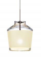 Besa Lighting 1XT-PIC6CR-BR-L - Besa Pendant Pica 6 Bronze Creme Sand 1x50W MAX GY6.35 Base, 15Ft. Cord