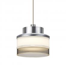 Besa Lighting 1XT-PIVOTSM-LED-SN-L - Besa, Pivot Cord Pendant, Opal Glossy/Smoke, Satin Nickel Finish, 1x3W LED, 15Ft. Cord