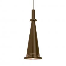 Besa Lighting 1XT-PRINCECNBR-LED-SN - Besa, Prince Cord Pendant, Bronze Cone, Satin Nickel Finish, 1x9W LED