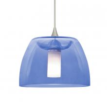 Besa Lighting 1XT-SPURBL-LED-SN-L - Besa Spur Cord Pendant, Blue, Satin Nickel Finish, 1x3W LED, 15Ft. Cord