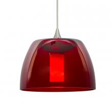 Besa Lighting 1XT-SPURRD-SN-L - Besa Spur Cord Pendant, Red, Satin Nickel Finish, 1x35W MAX GY6.35 Base, 15Ft. Cord
