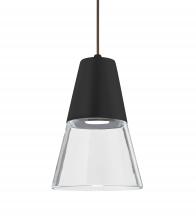 Besa Lighting 1XT-TIMO6BC-LED-BR-L - Besa, Timo 6 Cord Pendant, Clear/Black, Bronze Finish, 1x9W LED, 15Ft. Cord