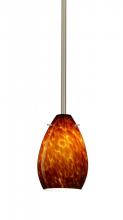 Besa Lighting 1TT-171318-HAL-SN - Besa Pera 6 Stem Pendant Satin Nickel Amber Cloud 1x40W Halogen