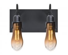 Besa Lighting 2WG-WISHAM-EDIL-BK - Besa Wish Wall, Amber/Clear, Black, 2x8W LED Filament