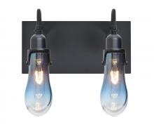 Besa Lighting 2WG-WISHBL-BK - Besa Wish Wall, Blue/Clear, Black, 2x60W Medium base
