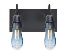 Besa Lighting 2WG-WISHBL-EDIL-BK - Besa Wish Wall, Blue/Clear, Black, 2x8W LED Filament