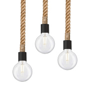 Besa Lighting 3JW-SOLO-EDIL-BK-L - Besa Solo Rope Pendant, Black, 3x4W LED Filament, 15Ft. Cord