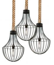 Besa Lighting 3JW-SULTANA-F-EDIL-BK - Besa Sultana Flare Rope Pendant, Black, 3x5W LED Filament