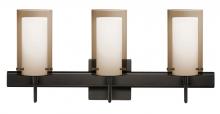 Besa Lighting 3SW-S44007-BR-SQ - Besa Pahu 4 Wall With SQ Canopy 3SW Transparent Smoke/Opal Bronze 3x40W G9