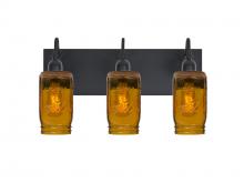 Besa Lighting 3WG-MILO4AM-EDIL-BK - Besa Milo 4 Vanity, Amber, Black Finish, 3x7W LED Filament