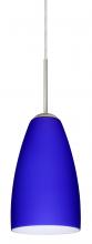 Besa Lighting J-1511CM-LED-SN-L - Besa Riva 9 LED Pendant J Cobalt Blue Matte Satin Nickel 1x9W LED, 15Ft. Cord