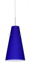 Besa Lighting J-4124CM-SN-L - Besa Cierro Pendant For Multiport Canopy Satin Nickel Cobalt Blue Matte 1x100W Medium Base