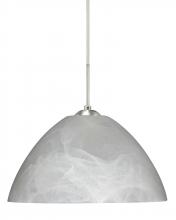 Besa Lighting J-420152-SN-L - Besa Tessa Pendant For Multiport Canopy Satin Nickel Marble 1x75W Medium Base, 15Ft. Cord
