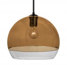 Besa Lighting J-ALLY12AM-BK - Besa, Ally 12 Cord Pendant For Multiport Canopy, Amber/Clear, Black Finish, 1x60W Medium Base