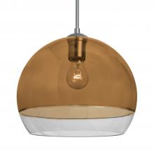 Besa Lighting J-ALLY12AM-SN-L - Besa, Ally 12 Cord Pendant For Multiport Canopy, Amber/Clear, Satin Nickel Finish