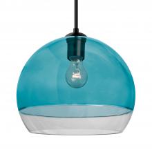 Besa Lighting J-ALLY12BL-BK - Besa, Ally 12 Cord Pendant For Multiport Canopy, Coral Blue/Clear, Black Finish, 1x60W Medium Base