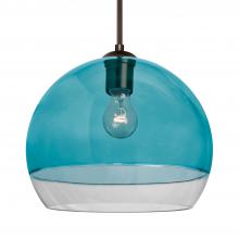 Besa Lighting J-ALLY12BL-BR-L - Besa, Ally 12 Cord Pendant For Multiport Canopy, Coral Blue/Clear, Bronze Finish, 1x60W Medium Base